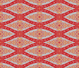 Japanese Luxury Flower Wavy Line Vector Seamless Pattern