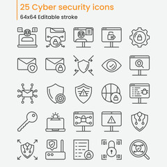 set of security outline icons