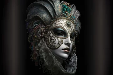 Poster colorful venetian venice carnival mask, generative ai © Gbor