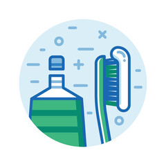 Obraz premium Tooth Brush and Paste Line Art Icon