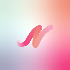 N logo, Gradient background with N alphabet, N letter logo, 3d iridescent gradient letter N, N script logo