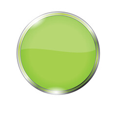 Green round button isolated on a white background
