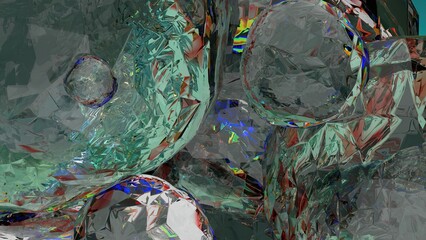 green glassy fused meta balls spheres abstract dramatic passionate luxurious luxurious 3D rendering graphic design elemental background material