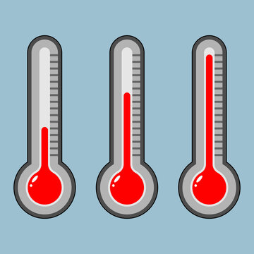 Goal thermometers icon set. Thermometr vector goal thermometers at different levels