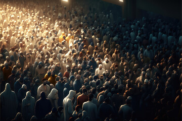 Obraz premium ramadan crowd of people , generative ai