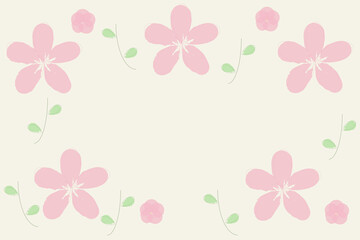 ピンク色の花のナチュラルな背景イラスト
