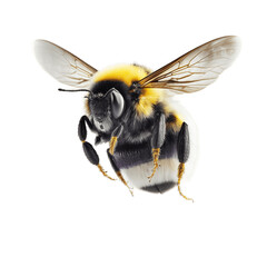a stunning bumblebee is flying, isolated on transparent background, macro, incredible pollinator, generative AI
 - obrazy, fototapety, plakaty