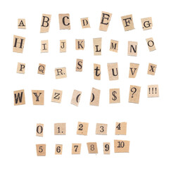 Old Newspaper Cutout Letters Numbers Ransom Note	