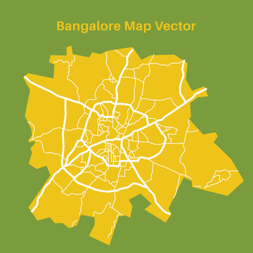 Detailed vector Bangalore map, Bangalore city map, Bangalore map. Detailed map of Bengaluru city administrative area.