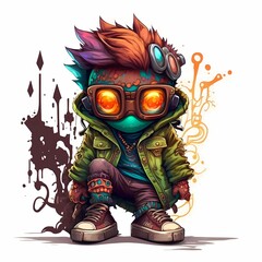 Cartoon Monster Character with Modern Style Steampunk