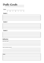 Daily goals planner sheet, Minimal and clean printable planner template, Daily weekly monthly goals planner journal sheet