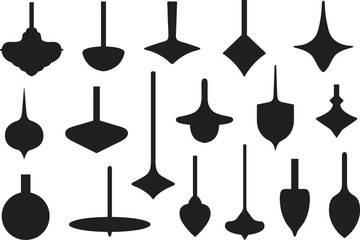 Illustration of different spinning tops isolated on white