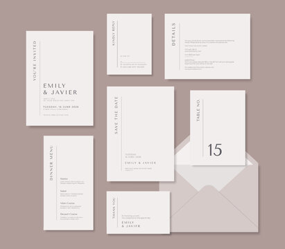 Simple and minimalist wedding stationery template. trendy modern wedding invitation template. beautiful wedding card template