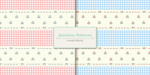 set of spring flowers patterns