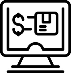 Pay monitor icon outline vector. Return service. Change goods