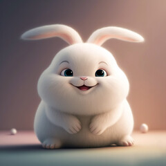 Obraz na płótnie Canvas adorable cute white happy rabbit