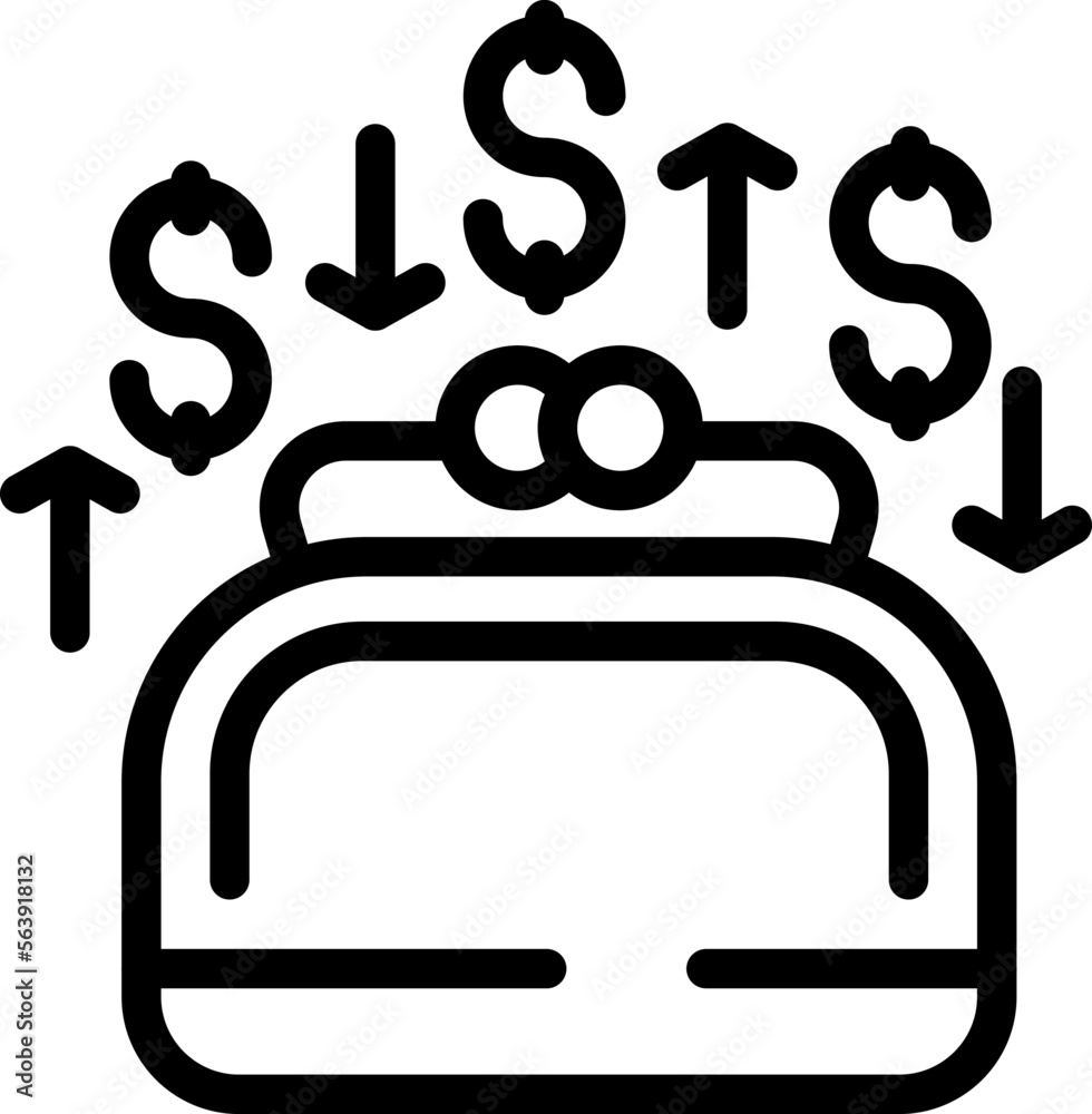 Sticker Purchase returns wallet icon outline vector. Box shipment. Product service