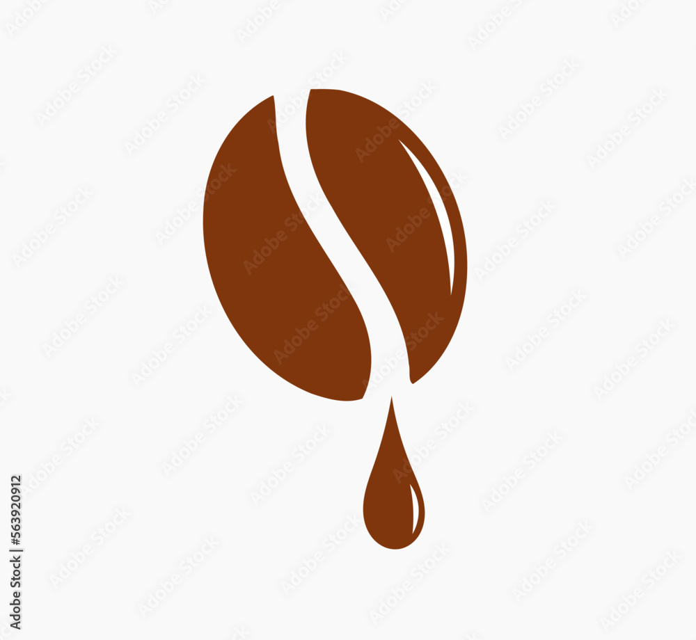 Wall mural coffee bean with coffee drop icon. vector illustration.