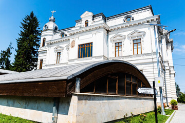 Fototapeta premium Rear view of the Targoviste city hall. Targoviste, Romania.