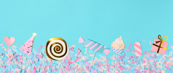 Background with funny carnival accessories