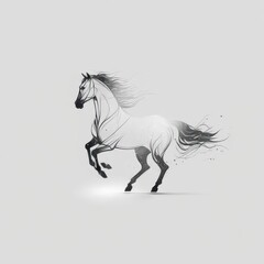 Obraz na płótnie Canvas Elegant Minimal Horse Design Tattoo - A High-Quality Black and White Line Art Sketch