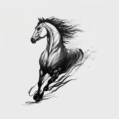 Naklejka na ściany i meble Elegant Minimal Horse Design Tattoo - A High-Quality Black and White Line Art Sketch
