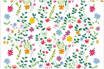 Simple yet Intricate Floral Seamless Repeat Patterns - Colorful and Elegant on White Background, HQ Image