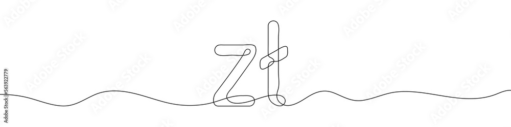 Poster Continuous line drawing of Zloty currency symbol. Line art of the Poland zloty currency symbol. Vector illustration.