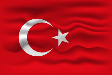 Waving flag of the country Turkey. Vector illustration.