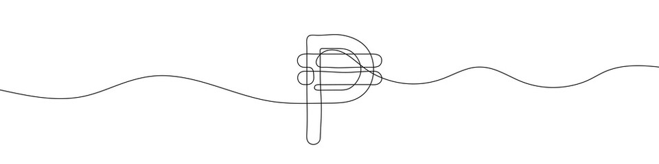 Continuous line drawing of peso currency symbol. Line art of Cuban peso currency symbol. Vector illustration.