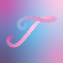 Blend T logo, Gradient background with T alphabet, T later logo, 3d iridescent gradient letter T