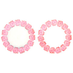 フラワーペーパーの丸フレームの水彩風イラストセット