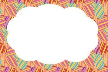 ストライプ模様のタマゴを敷きつめた背景とスペースのイースターのグリーティングカード素材