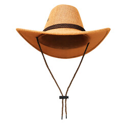 Cowboy style hat with string isolated on white background