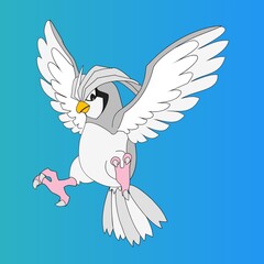 Illustration of white bird flying in sky