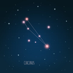 Constellation scheme in starry sky. Open space. Vector illustration Centaurus constellation through a telescope