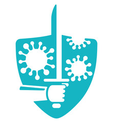 Immune Support Icon - shield, sword and virus