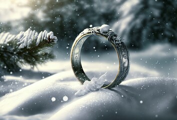 illustration, engagement rings, Valentine's Day, image generated by AI - obrazy, fototapety, plakaty