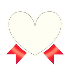 heart with red silk ribbon with silver frame