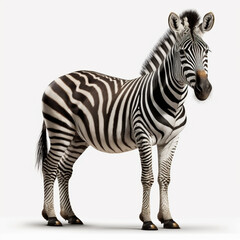 Fototapeta na wymiar realistic full picture of a Zebra, white background