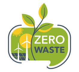 Zero waste green badge with sustainable power