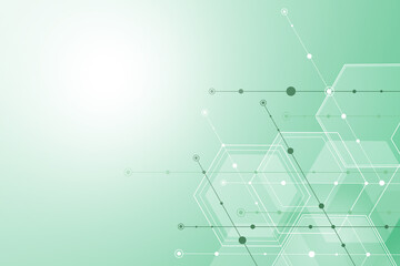 geometric abstract background with connected line and dots. Structure molecular, technology, and business, communication. Scientific and Medical, science illustration background.