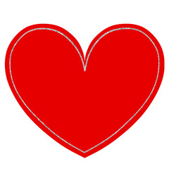 red heart with silver line