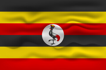 Waving flag of the country Uganda. Vector illustration.
