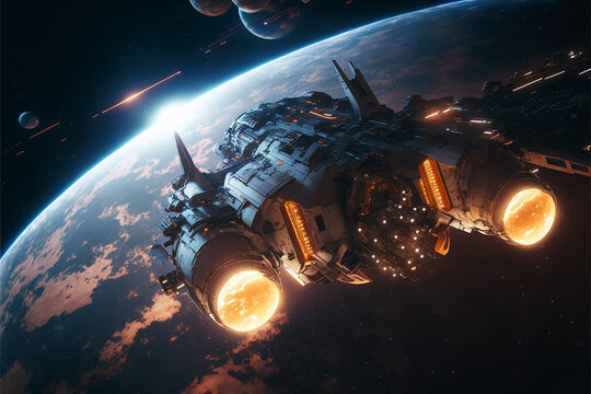 futuristic space war background. Generative AI