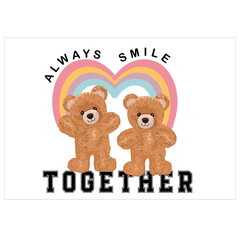 heart rainbow with teddy bear