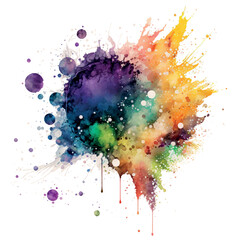 Fototapeta na wymiar Colorful strong splash on white background. Banner, poster for your graphics. Watercolor abstraction with stains of paint. Vector illustration. Flashy colors. Copy space. Soft and delicate.