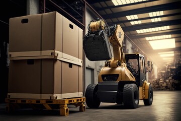 Modern warehouse with robotic loader ,made with Generative AI