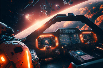 futuristic space war background. Generative AI