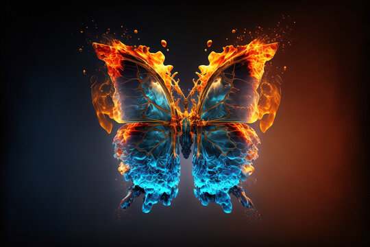 Butterfly art, fire and ice